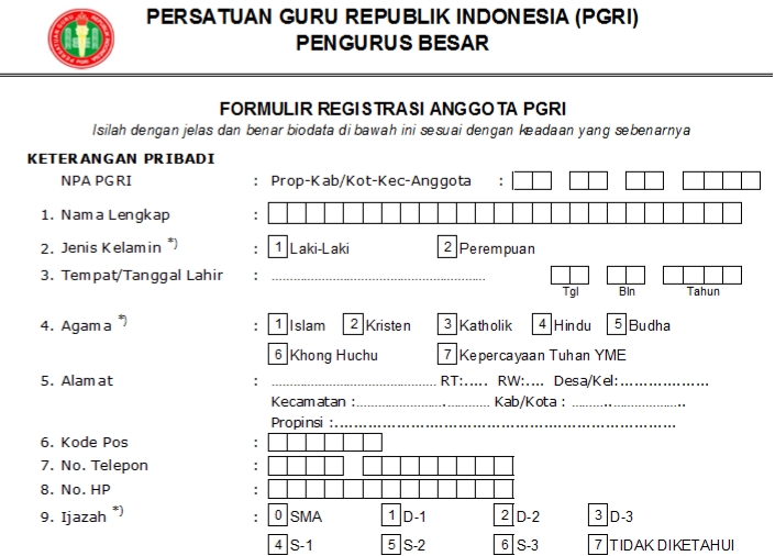 Pendaftaran PGRI Kedaton - Persatuan Guru Republik Indonesia Cabang Kedaton